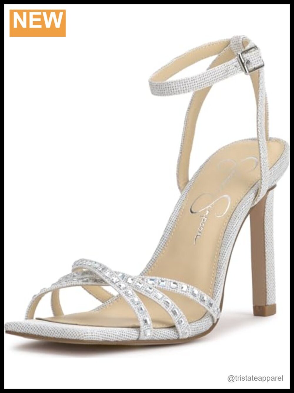 Women's Leonah Stiletto Heeled Sandals Open Square Toe Ankle Strap Formal